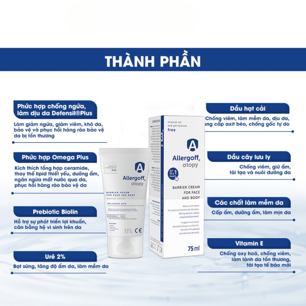 Kem dưỡng ẩm, dịu ngứa Allergoff Atopy - 75ml - Hình ảnh 3