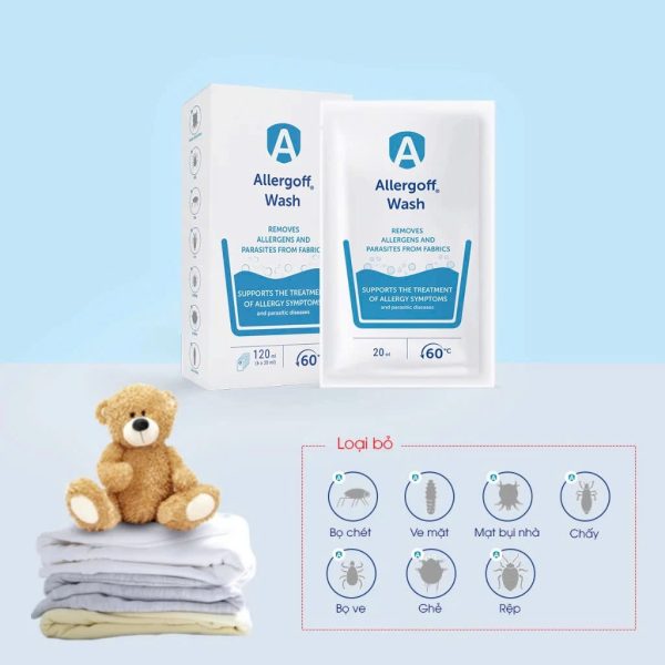 Nước giặt Allergoff - hộp 6 gói 20ml - loại bỏ dị nguyên và ký sinh trùng - Hình ảnh 5
