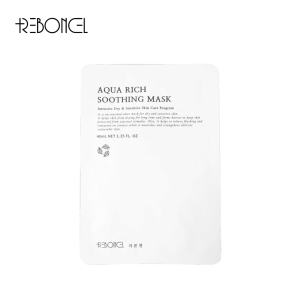 Mặt nạ cấp ẩm cho da tổn thương và nhạy cảm - Aqua Rich Soothing Mask Reboncel - Hộp 5 gói
